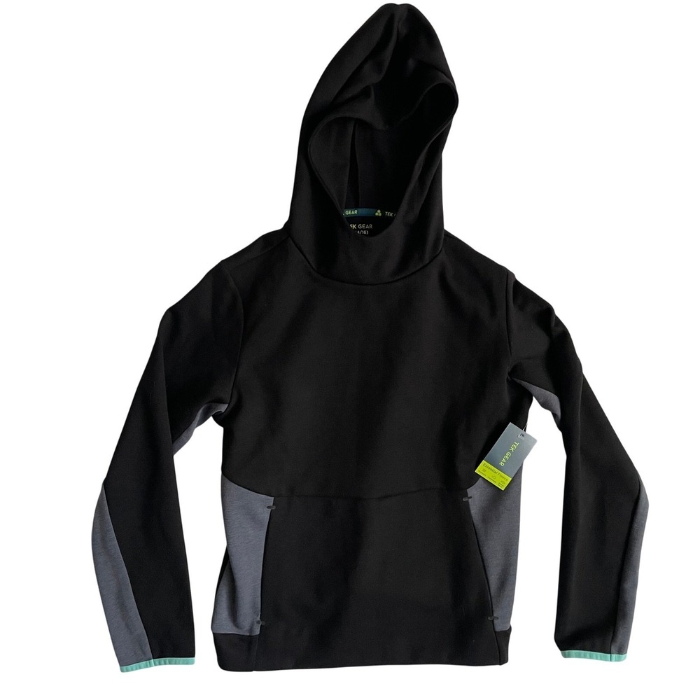 Tek Gear Boys Active Essential Fleece Hoodie Black Gray Size L (14/16) NWT